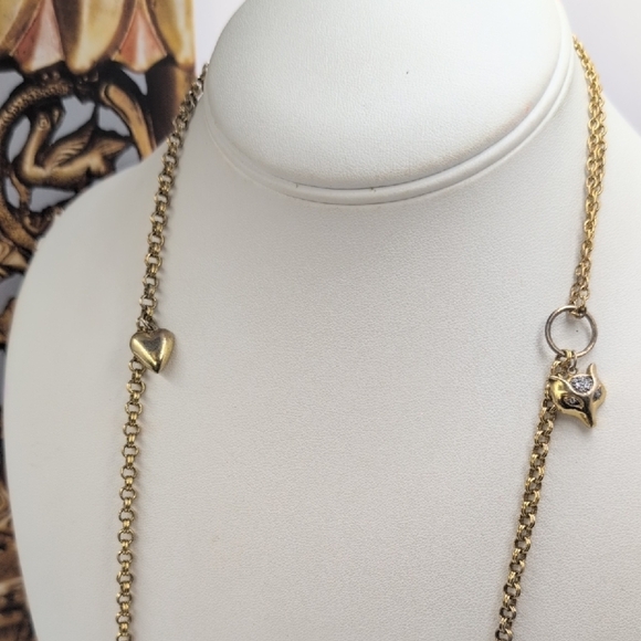 Stella & Dot Gold Link Charm Necklace With Fox And Heart Charms - Picture 7 of 7